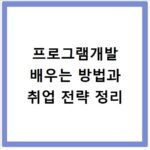 프로그램개발 배우는 방법과 취업 전략 정리