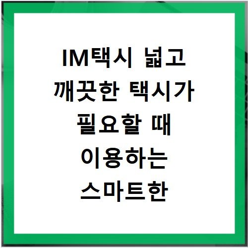 IM택시 넓고 깨끗한 택시가 필요할 때 이용하는 스마트한 방법