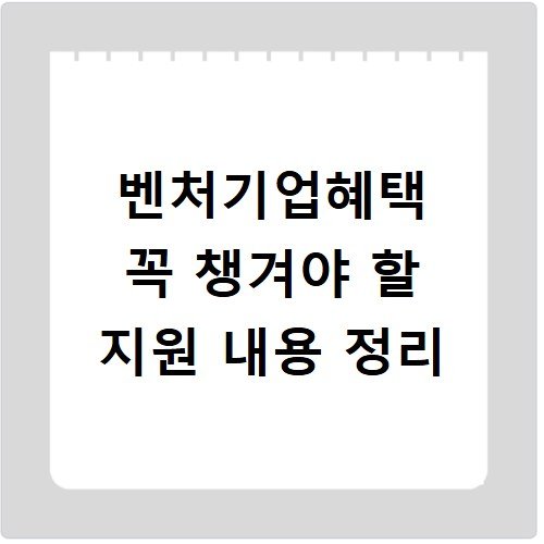 벤처기업혜택 꼭 챙겨야 할 지원 내용 정리