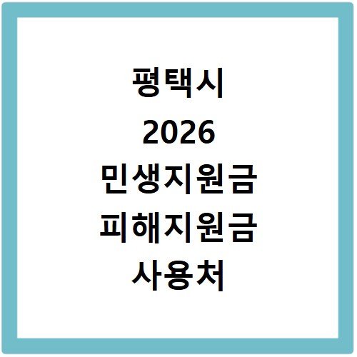 평택시 2026 민생지원금 피해지원금 사용처 총정리