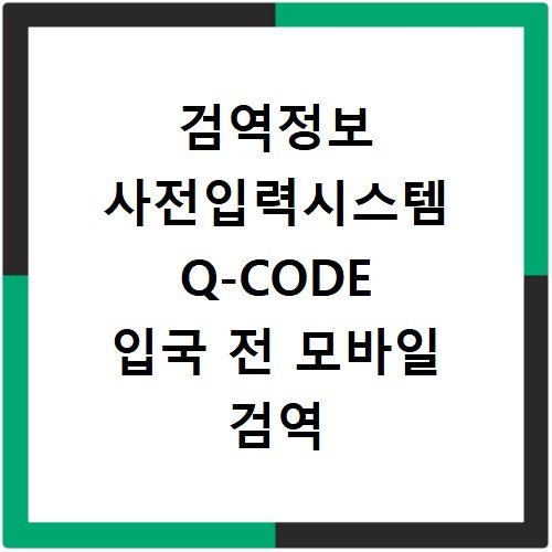 검역정보 사전입력시스템 Q-CODE 입국 전 모바일 검역 신고