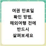 여권 만료일 확인 방법, 해외여행 전에 반드시 살펴보세요