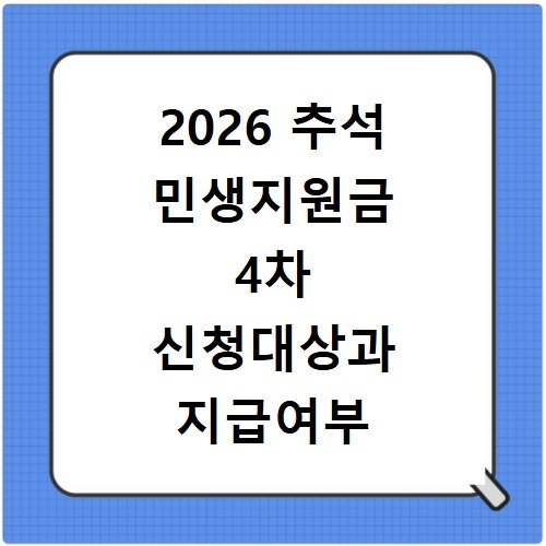 2026 추석 민생지원금 4차 신청대상과 지급여부 확인하기
