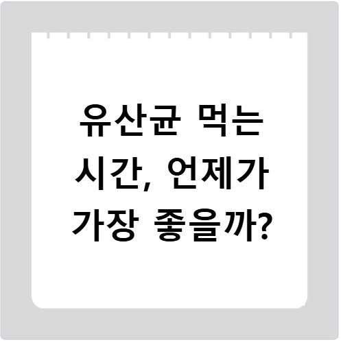 유산균 먹는 시간, 언제가 가장 좋을까?