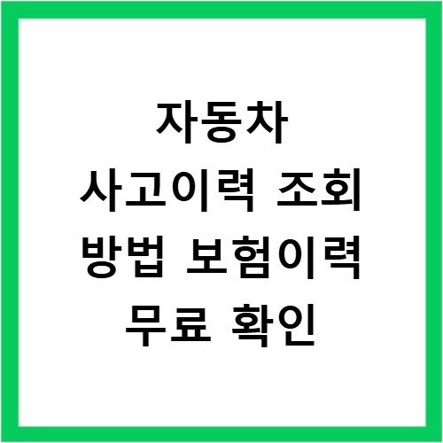 자동차 사고이력 조회 방법 보험이력 무료 확인