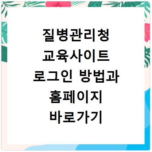 질병관리청 교육사이트 로그인 방법과 홈페이지 바로가기 해결법